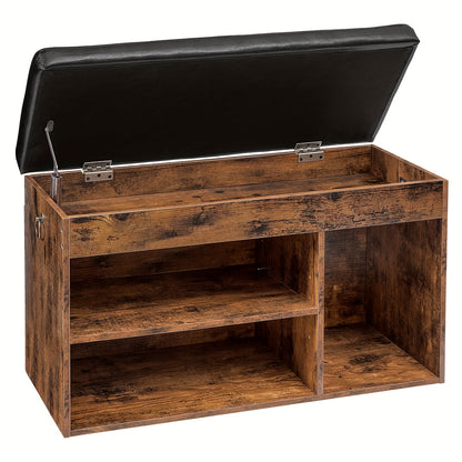 Banc à Chaussures, 3 Compartiments Ouverts, Rembourré, Espace de Rangement Sous l'Assise, Meuble à Chaussures, Capacité de Charge Jusqu'à 150 kg, Gain de Place, pour Couloir, Salon