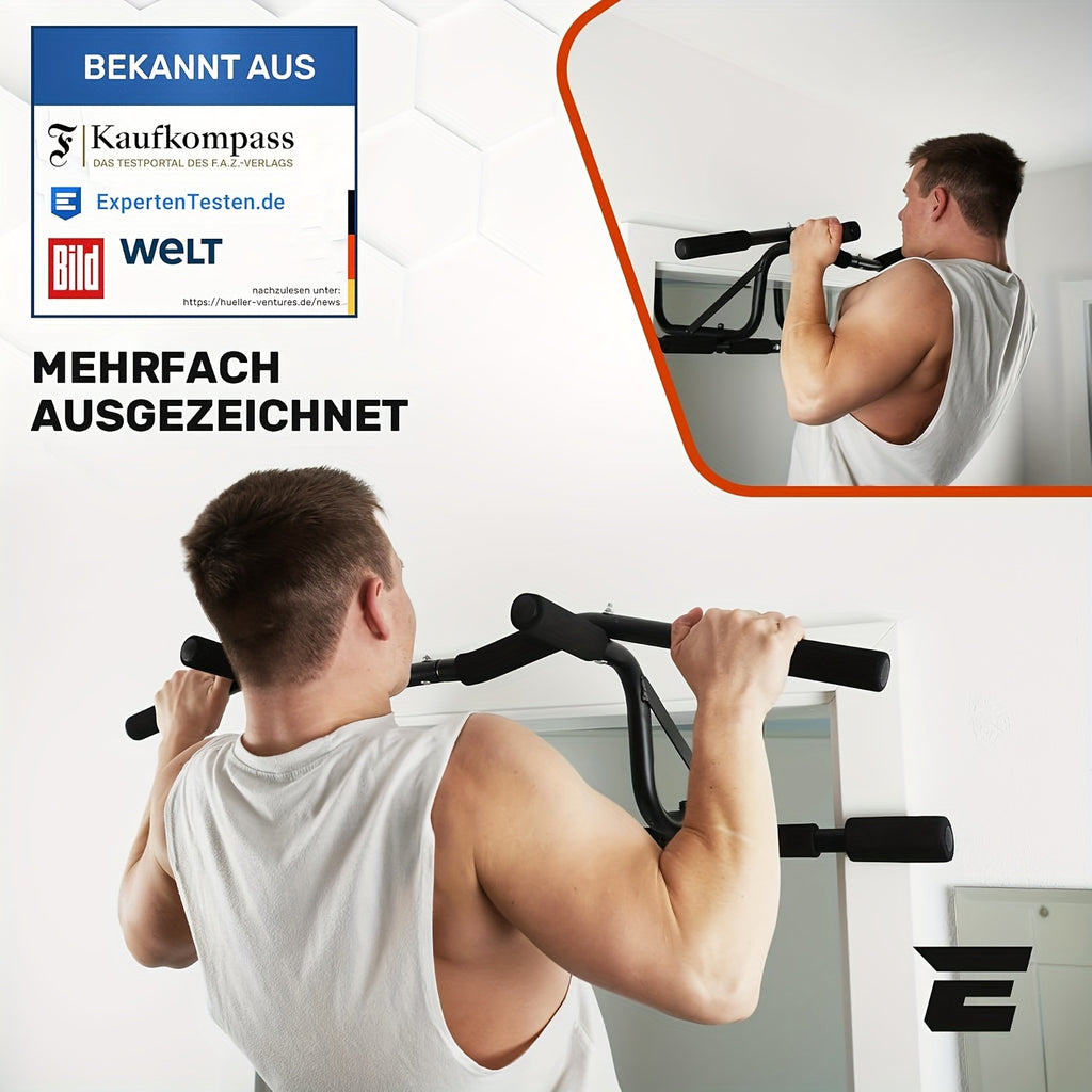 Barre de traction sans vis pour porte - Barre de gym robuste à suspendre au-dessus de la porte avec poignée antidérapante, installation facile (sans vis/perçage) - Convient aux cadres de porte de 7 à 19 cm - Équipement de gym à domicile pour tractions, po