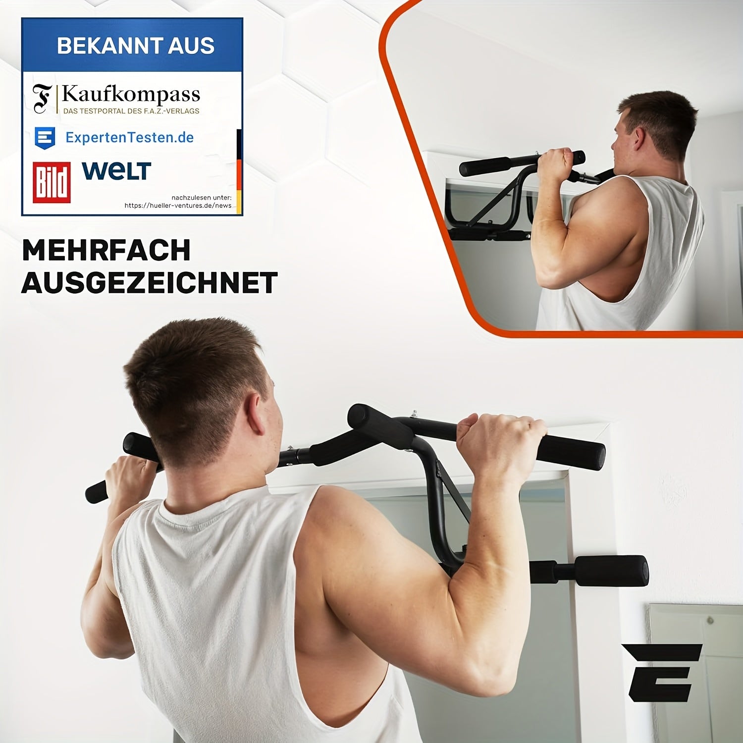 Barre de traction sans vis pour porte - Barre de gym robuste à suspendre au-dessus de la porte avec poignée antidérapante, installation facile (sans vis/perçage) - Convient aux cadres de porte de 7 à 19 cm - Équipement de gym à domicile pour tractions, po