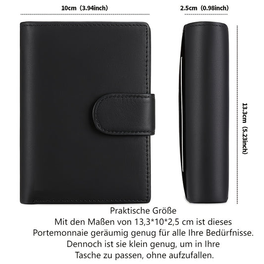 Portefeuille en Cuir Véritable pour Hommes de Grande Taille avec Blocage RFID - Design Trifold avec 16 Fentes pour Cartes, Poche à Pièces & Fenêtre pour Carte d'Identité - Porte-Billets Portrait Robuste pour Espèces, Cartes de Crédit, Billets (Protection