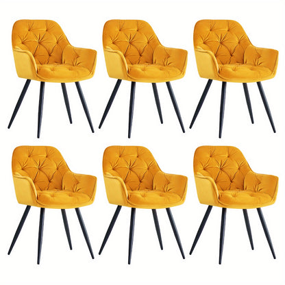 Lot de 2/4/6 Chaises de Salle À Manger Avec Assise Rembourrée En Velours Épais, Pieds En Métal, Accoudoirs Et Dossier ; Chaise D'Angle Pour Salon Ou Pièce À Vivre