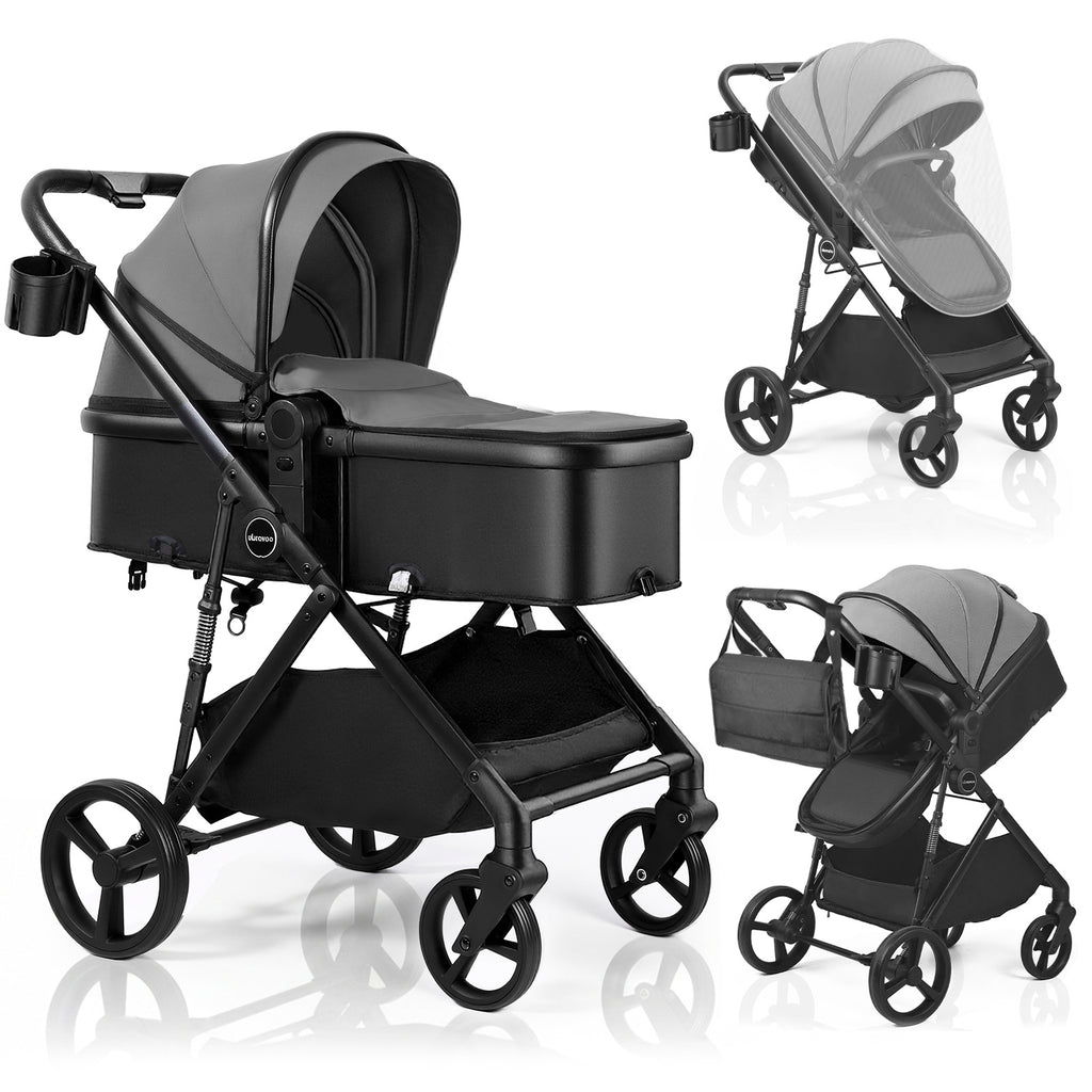 UBRAVOO Poussette 2-en-1, Poussette Pliable pour Nouveau-né avec Siège Réversible, Pare-soleil, Panier de Rangement Extra-Large, Porte-Gobelet, Harnais 5 Points, Siège Réglable, Conception Légère et Pliage à Une Main (Ne Convient Pas comme Porte-Bébé)