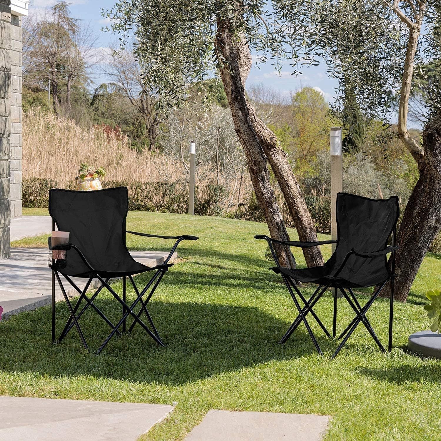Chaise de camping pliable Baroni Home pour jardin d'extérieur, chaise de camping pliable portable, chaise de camping et de pêche avec porte-gobelet, 20X20X31 pouces (50X50X80 cm)