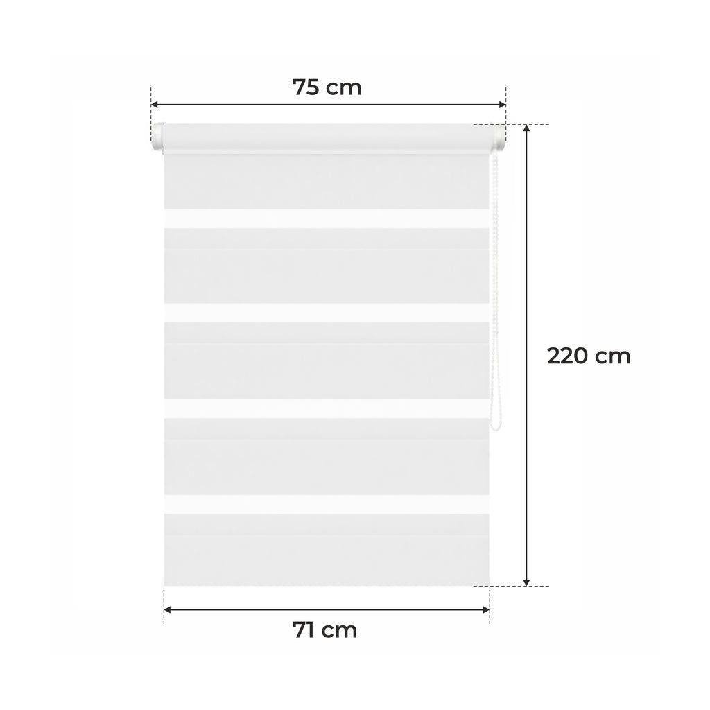 Store de Jour et de Nuit - BLANC - 32 Tailles - BOJANEK JOUR & NUIT - Non Invasif sur la Fenêtre, Installation Sans Perçage, Ajustement de la Chaîne, Supports Réglables pour Différentes Épaisseurs de Fenêtre, Design Moderne, Protection Contre la Lumière e