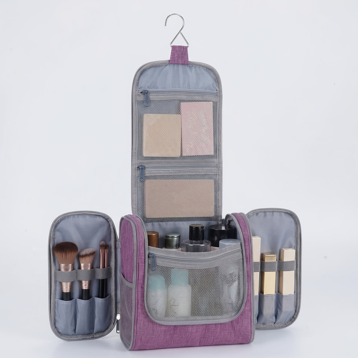 Grande trousse de toilette suspendue, Violet pour camping et voyage – vue détaillée 18