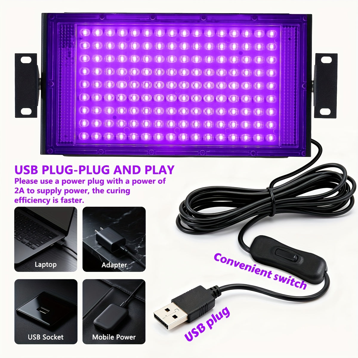 Lampe UV pour résine, Lumière UV 2PACK144LEDs pour maison et déplacements – vue détaillée 7