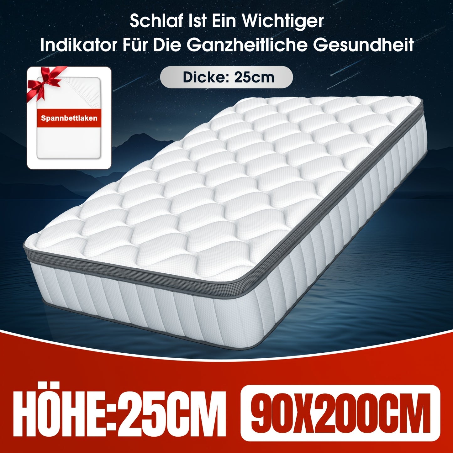 Matelas, Hauteur 25 cm pour chambre et couchage quotidien – vue détaillée 11