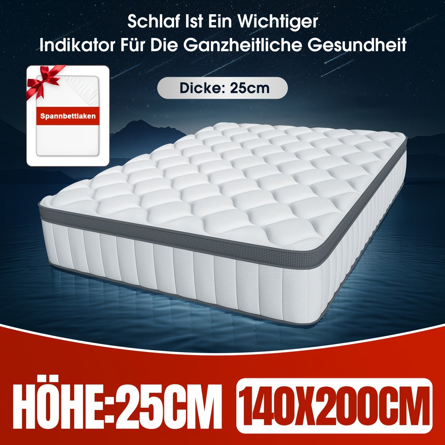 Matelas, Hauteur 25 cm pour chambre et couchage quotidien – vue détaillée 12