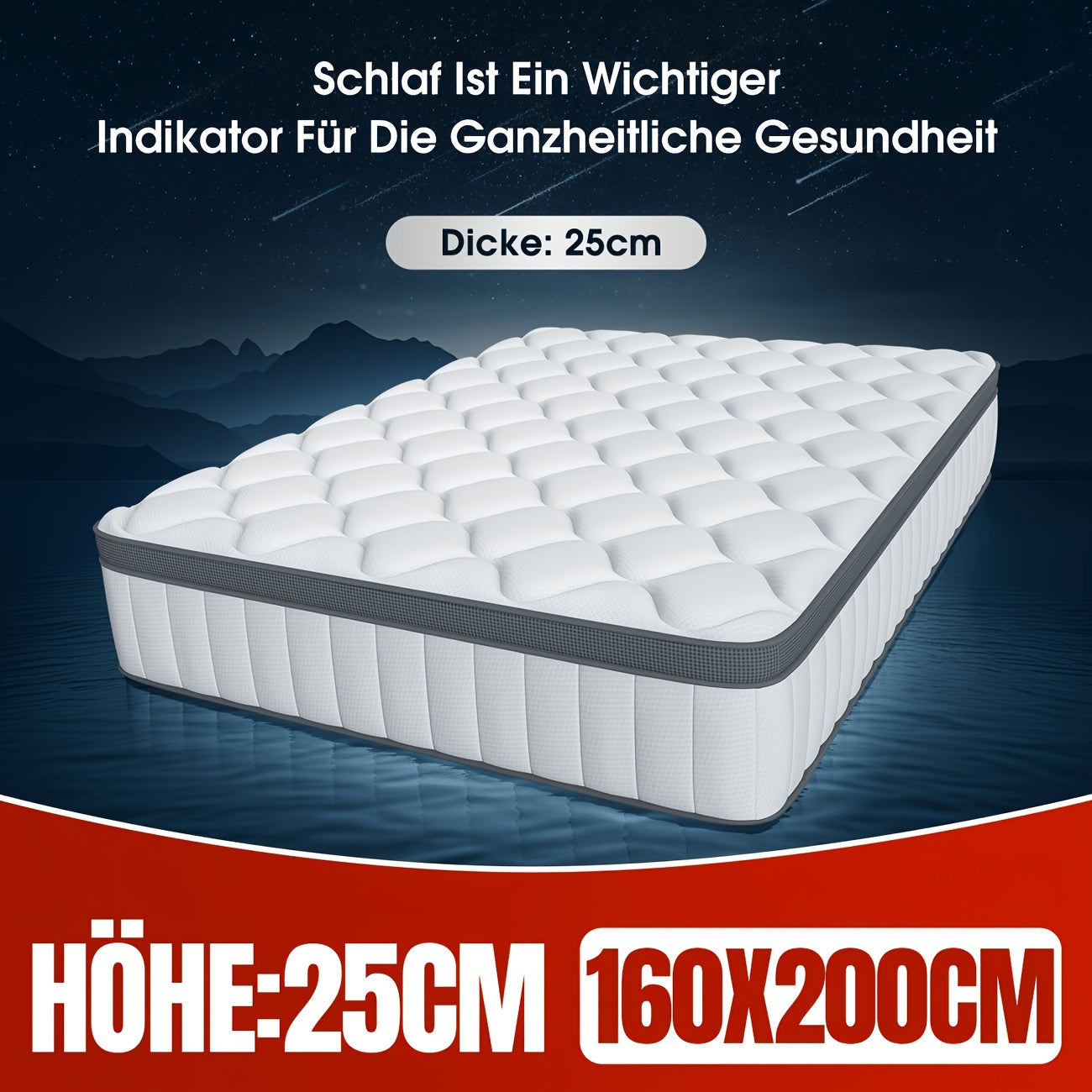 Matelas, Hauteur 25 cm pour chambre et couchage quotidien – vue détaillée 15