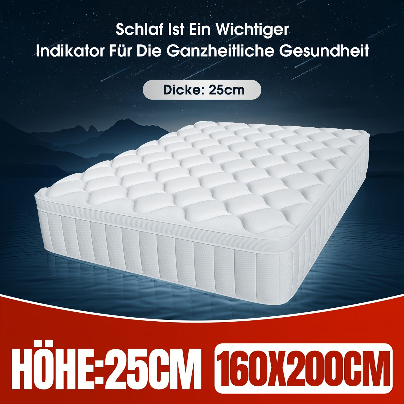 Matelas, Hauteur 25 cm pour chambre et couchage quotidien – vue détaillée 17