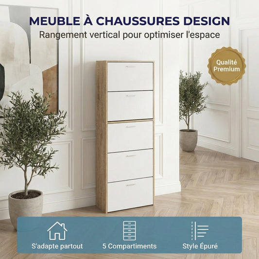 Meuble à chaussures, bois pour jusqu'à 15 paires et quotidien – vue principale