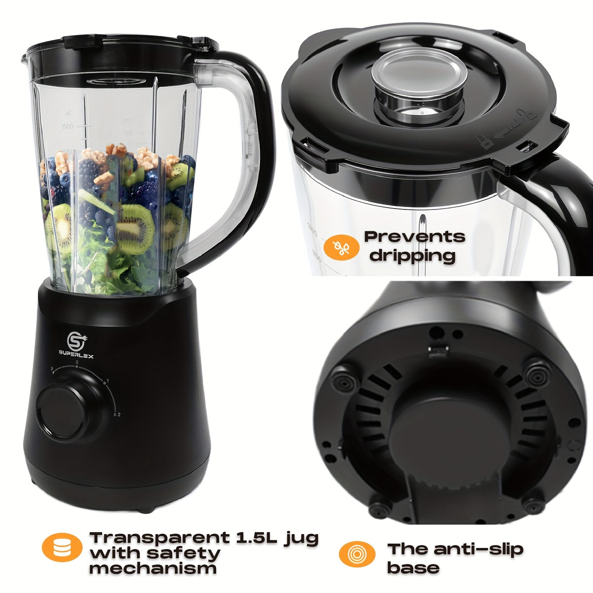 Mixeur Professionnel, lavable pour Smoothies et Glace – vue détaillée 2