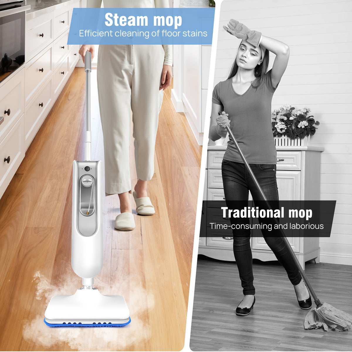 Nettoyeur vapeur, Nettoyeur Vapeur Électrique 1500W pour sols et salle de bains – vue détaillée 3