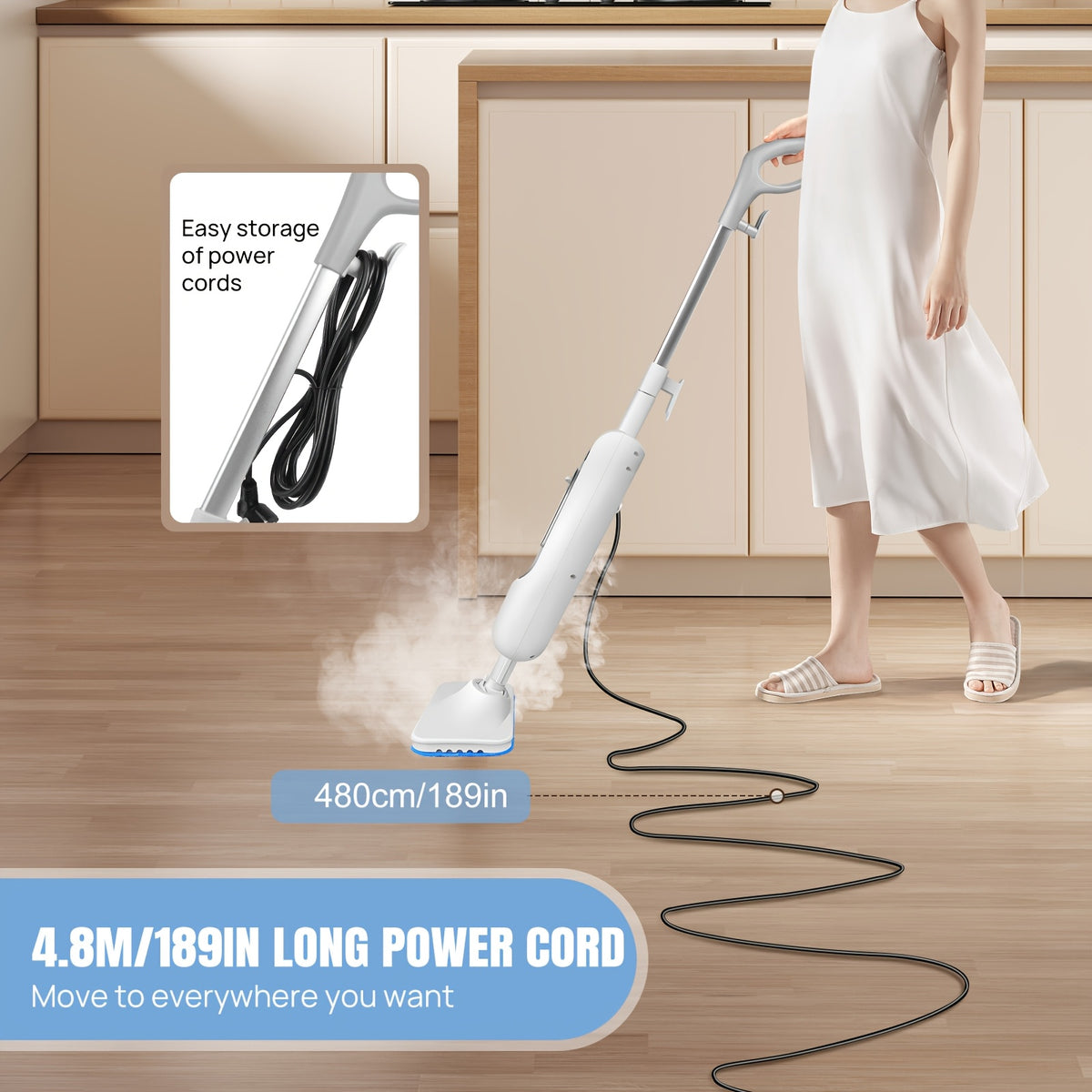 Nettoyeur vapeur, Nettoyeur Vapeur Électrique 1500W pour sols et salle de bains – vue détaillée 7