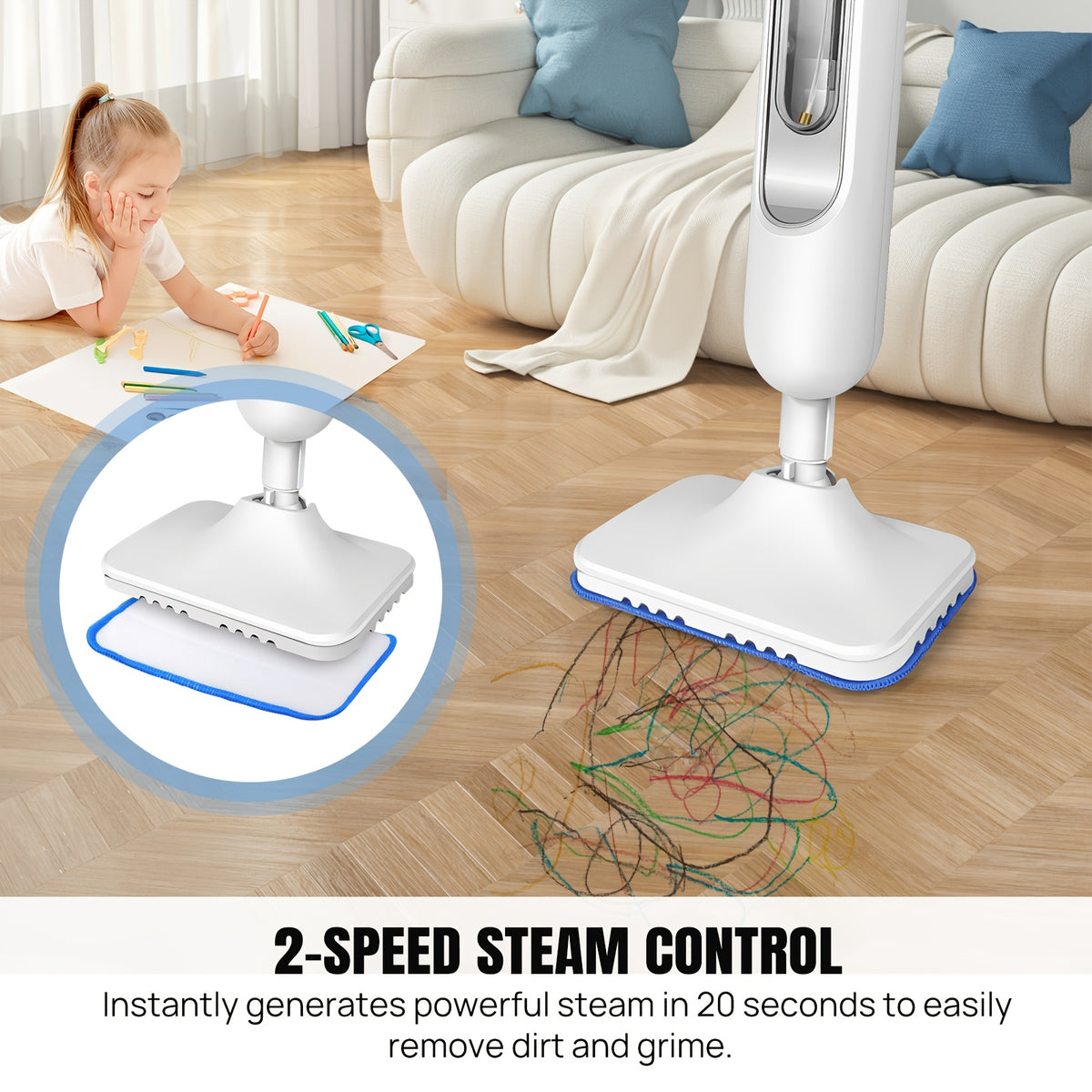 Nettoyeur vapeur, Nettoyeur Vapeur Électrique 1500W pour sols et salle de bains – vue détaillée 9