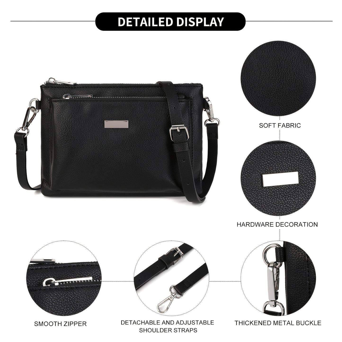 Nouveau sac à bandoulière classique, NOIR pour véhicule et déplacements – vue détaillée 6