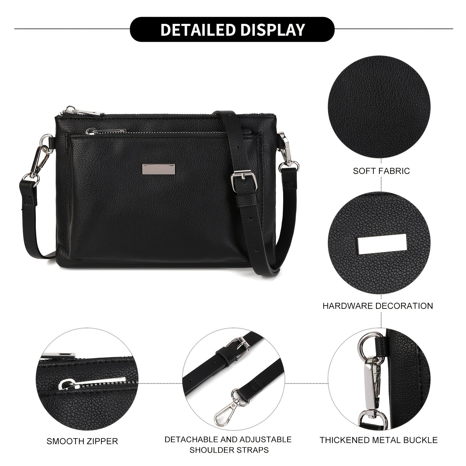 Nouveau sac à bandoulière classique, NOIR pour véhicule et déplacements – vue détaillée 6