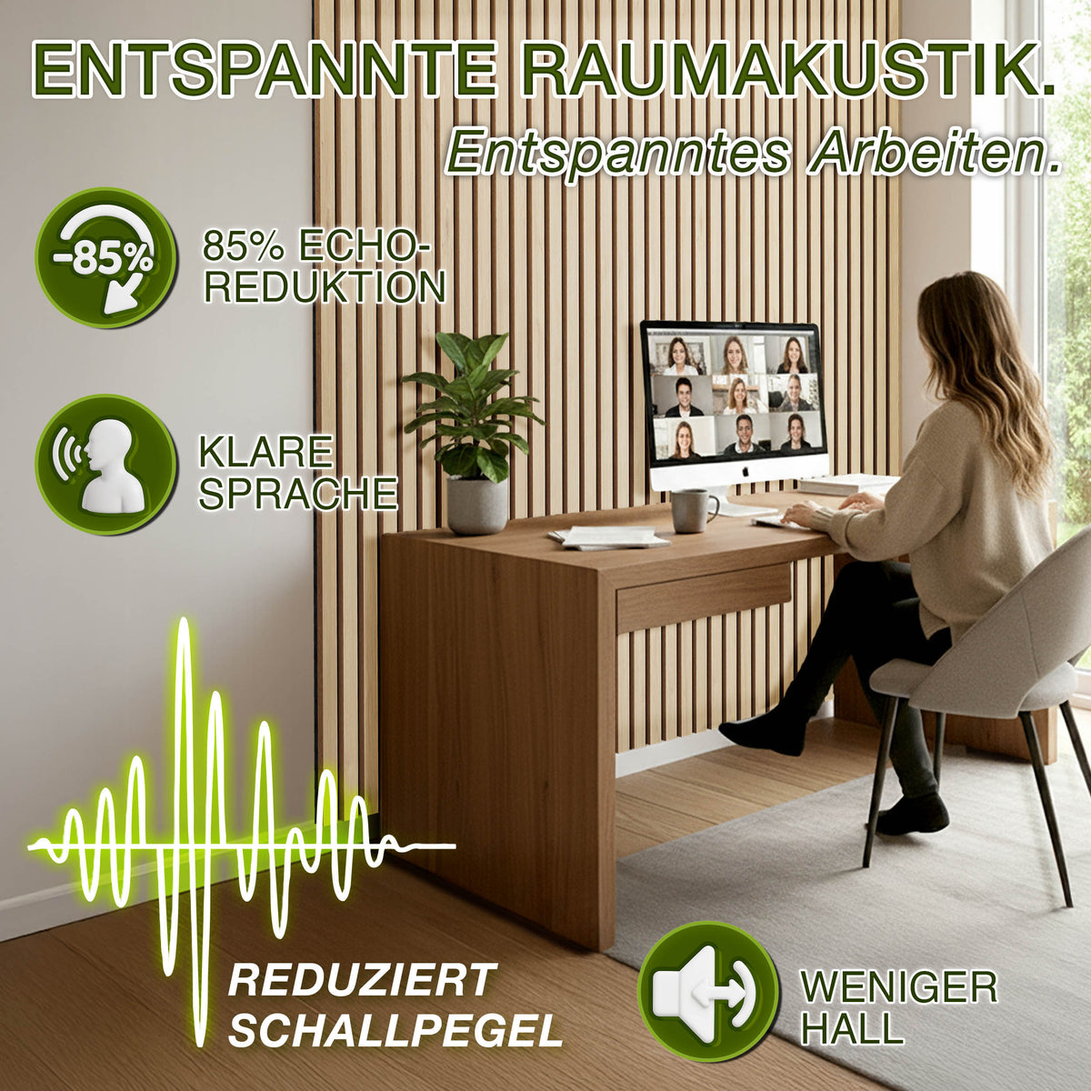 Panneaux acoustiques, bois pour bureau et télétravail – vue détaillée 3