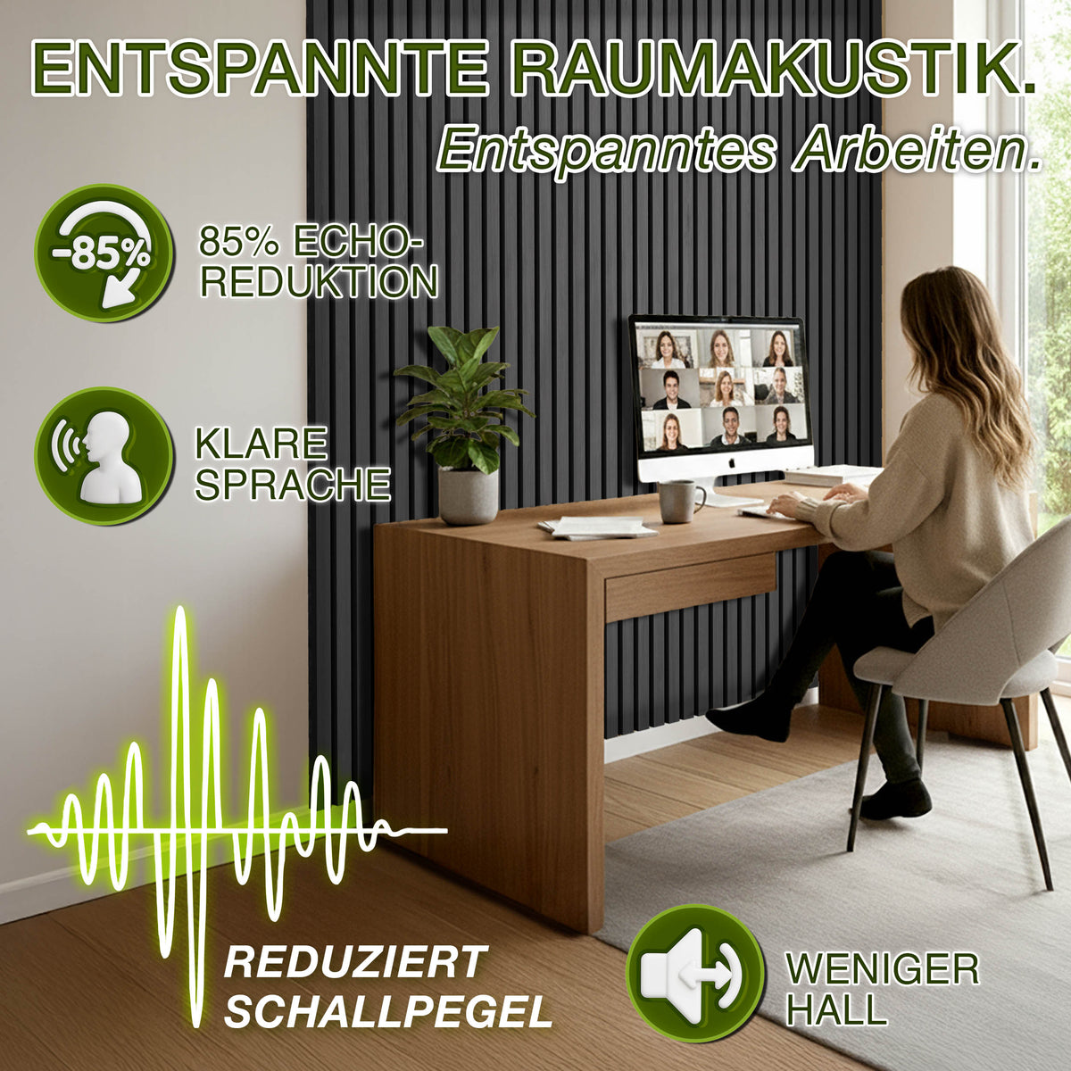 Panneaux acoustiques, bois pour bureau et télétravail – vue détaillée 11