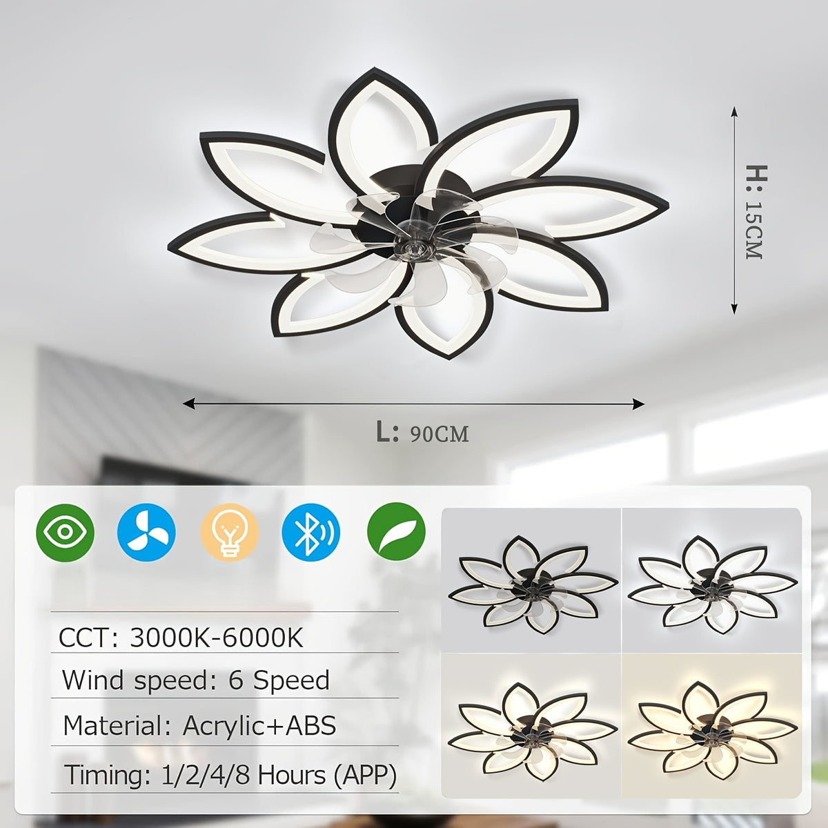 Plafonnier LED, 90 Cm pour maison et salon – vue détaillée 2