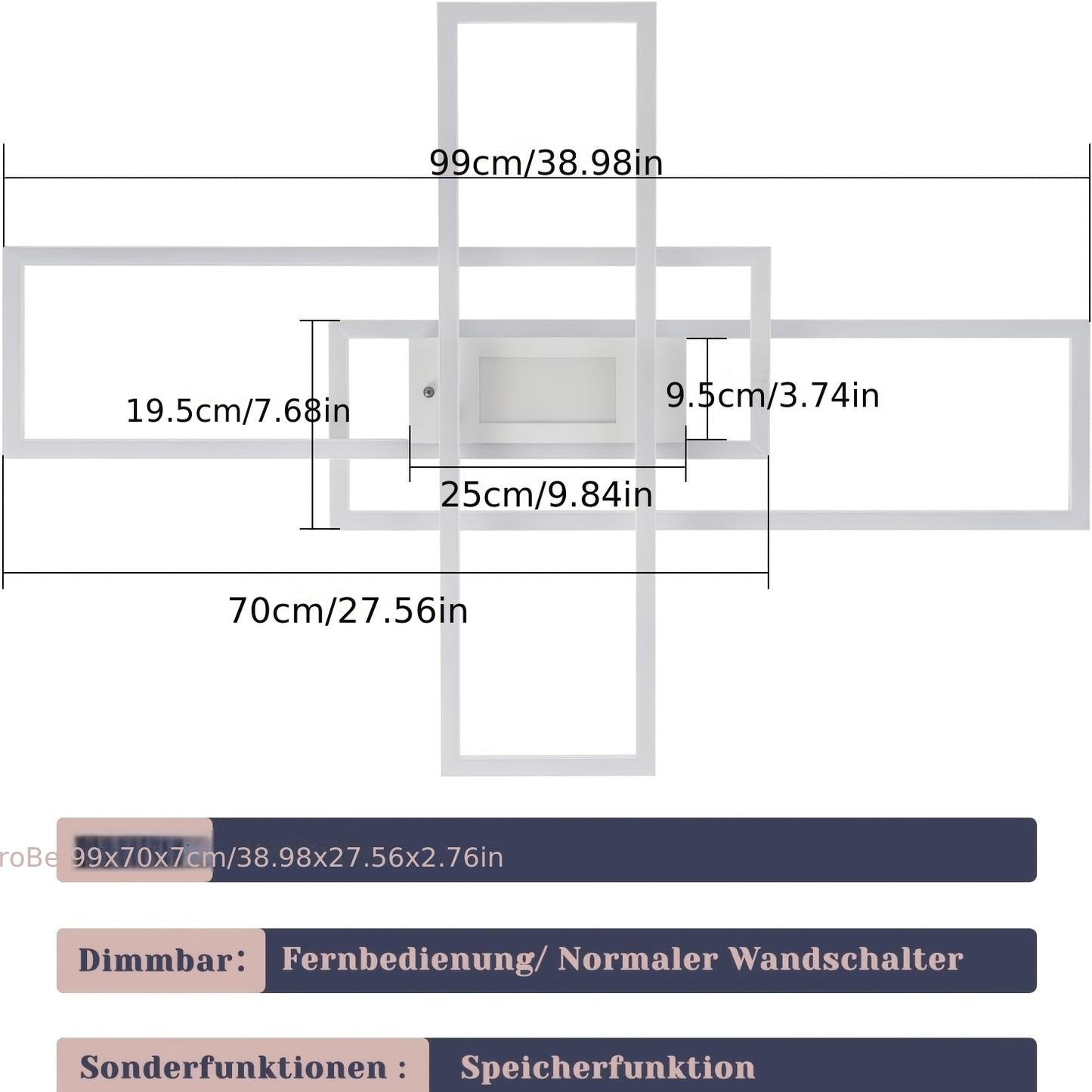 Plafonnier LED, Blanc pour maison – vue détaillée 3