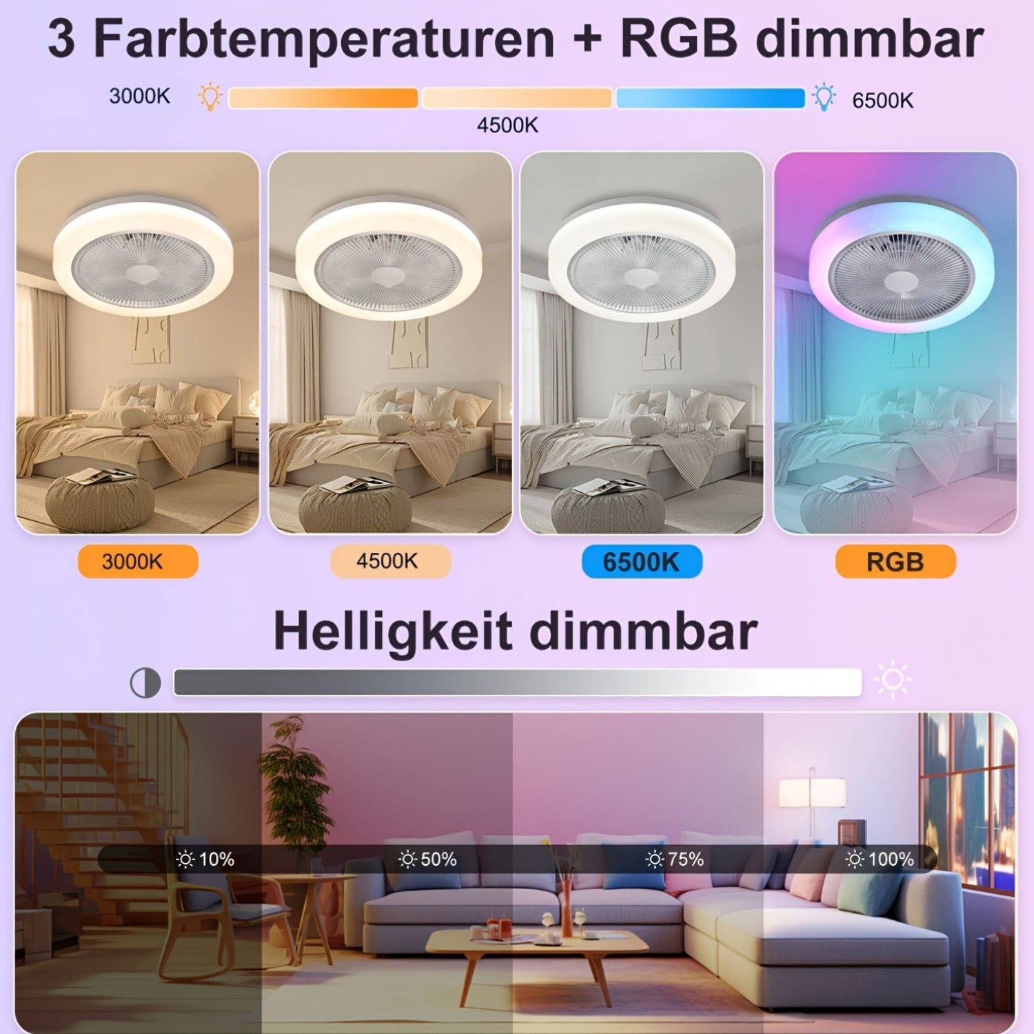Plafonnier LED, RGB + Audio pour maison – vue détaillée 7
