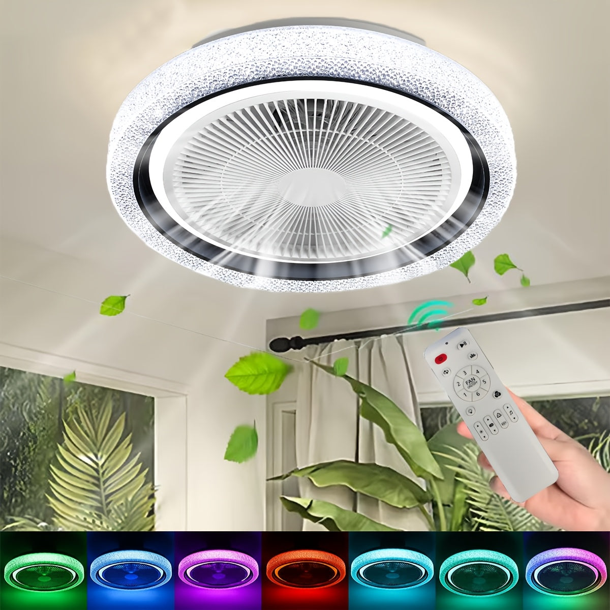 Plafonnier LED, Ventilateur de Plafond LED Intelligent Moderne 50W pour déplacements et salon – vue détaillée 3