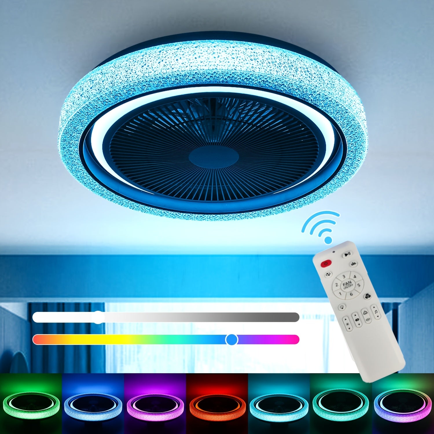 Plafonnier LED, Ventilateur de Plafond LED Intelligent Moderne 50W pour déplacements et salon – vue détaillée 4
