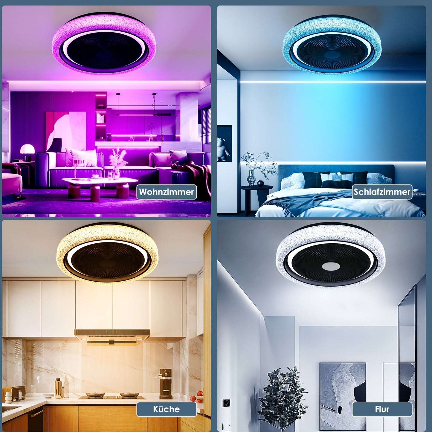 Plafonnier LED, Ventilateur de Plafond LED Intelligent Moderne 50W pour déplacements et salon – vue détaillée 6