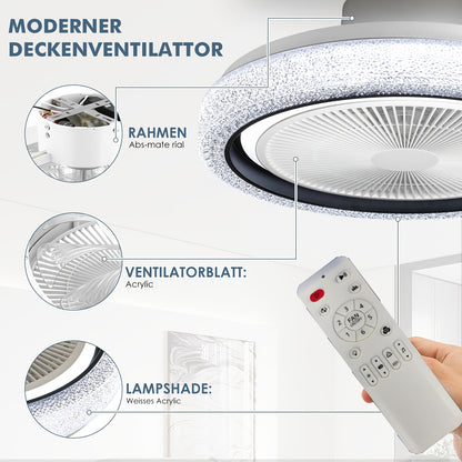 Plafonnier LED, Ventilateur de Plafond LED Intelligent Moderne 50W pour déplacements et salon – vue détaillée 9