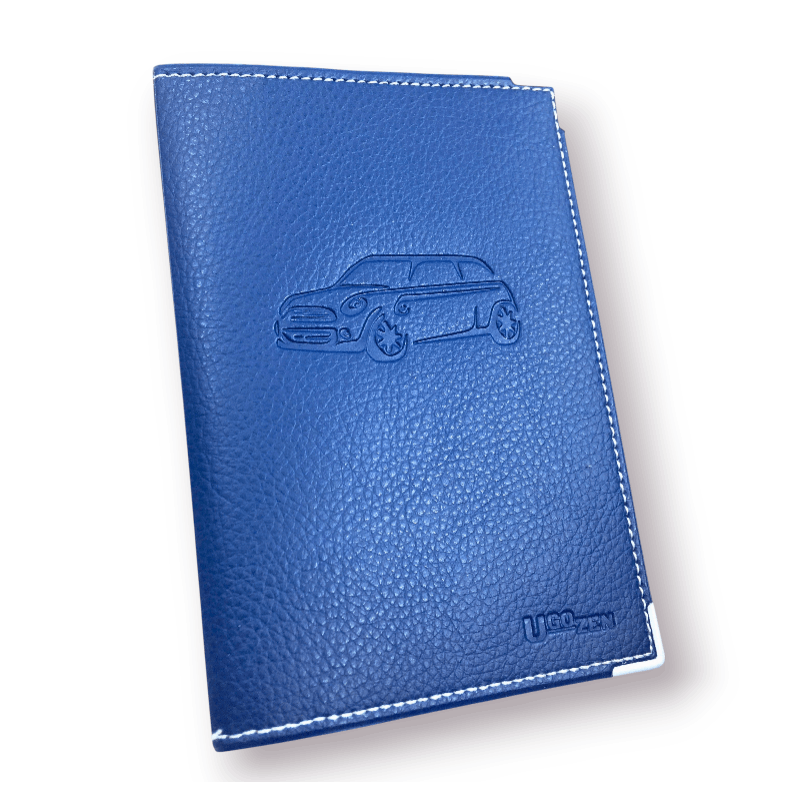 Pochette carte grise simili cuir, BLEU pour véhicule et déplacements – vue détaillée 3
