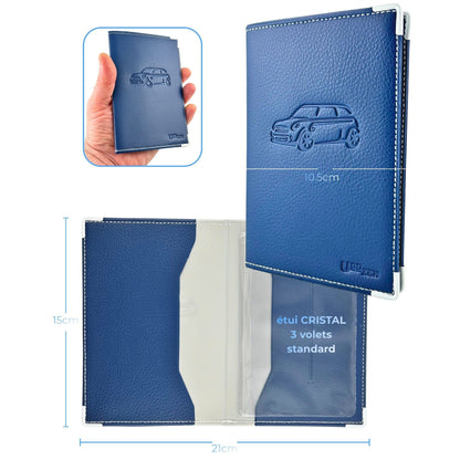 Pochette carte grise simili cuir, BLEU pour véhicule et déplacements – vue détaillée 5