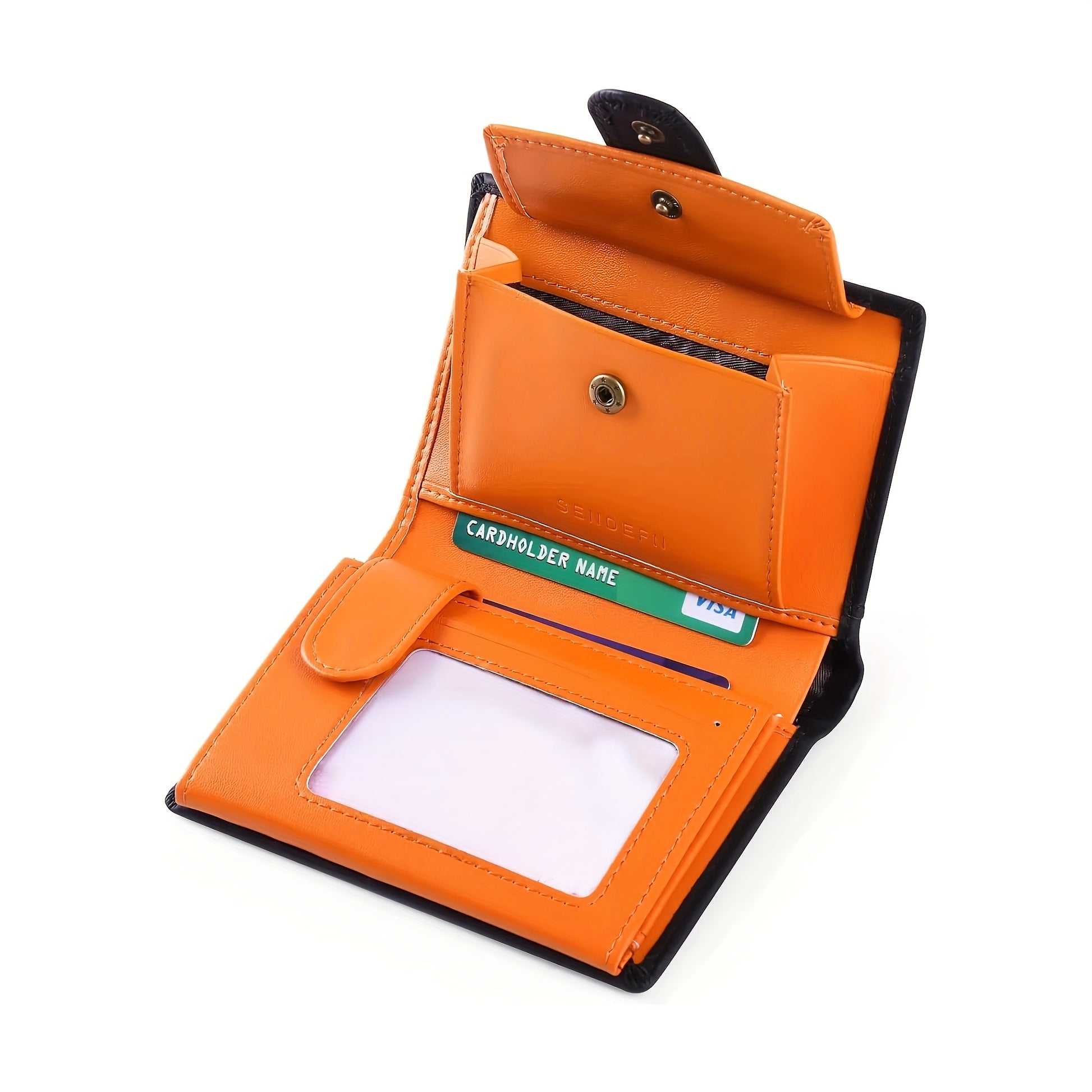 Portefeuille en Cuir Véritable, Orange pour véhicule et déplacements – vue détaillée 7