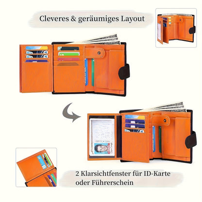 Portefeuille en Cuir Véritable, Orange pour véhicule et déplacements – vue détaillée 9