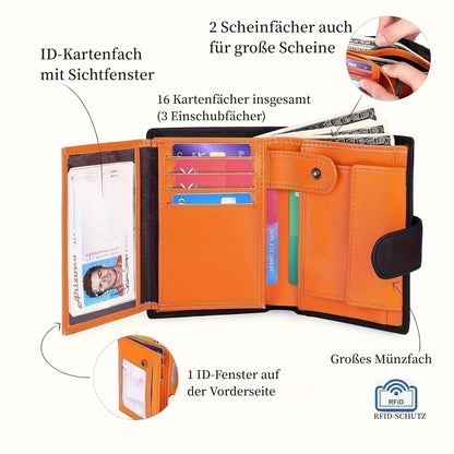 Portefeuille en Cuir Véritable, Orange pour véhicule et déplacements – vue détaillée 11