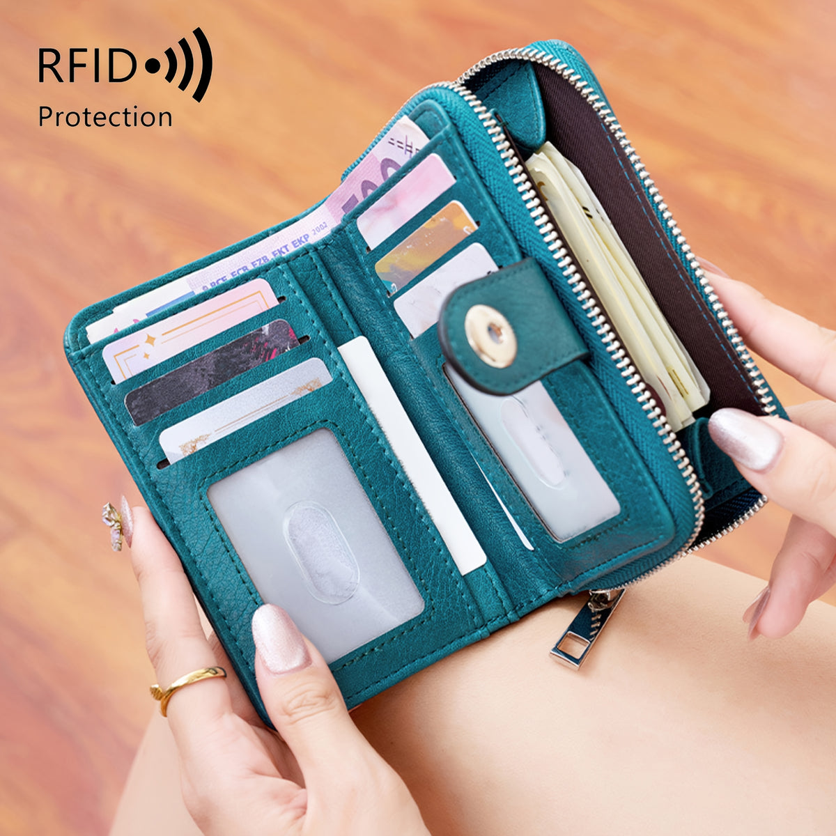 Portefeuille Femme Rétro Anti-Vol, Noir pour camping et voyage – vue détaillée 4