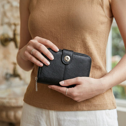 Portefeuille Femme Rétro Anti-Vol, Noir pour camping et voyage – vue détaillée 6