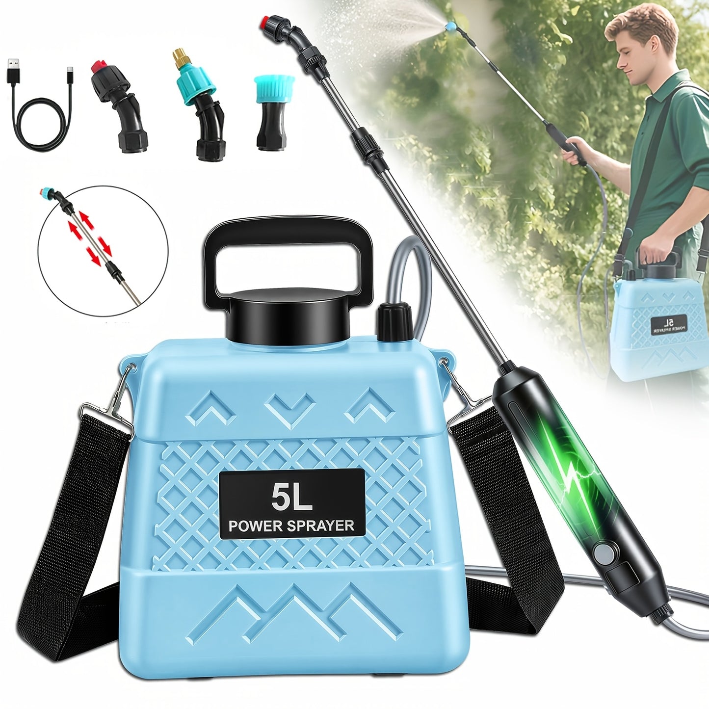 Pulvérisateur électrique, rechargeable pour jardin et terrasse – vue principale