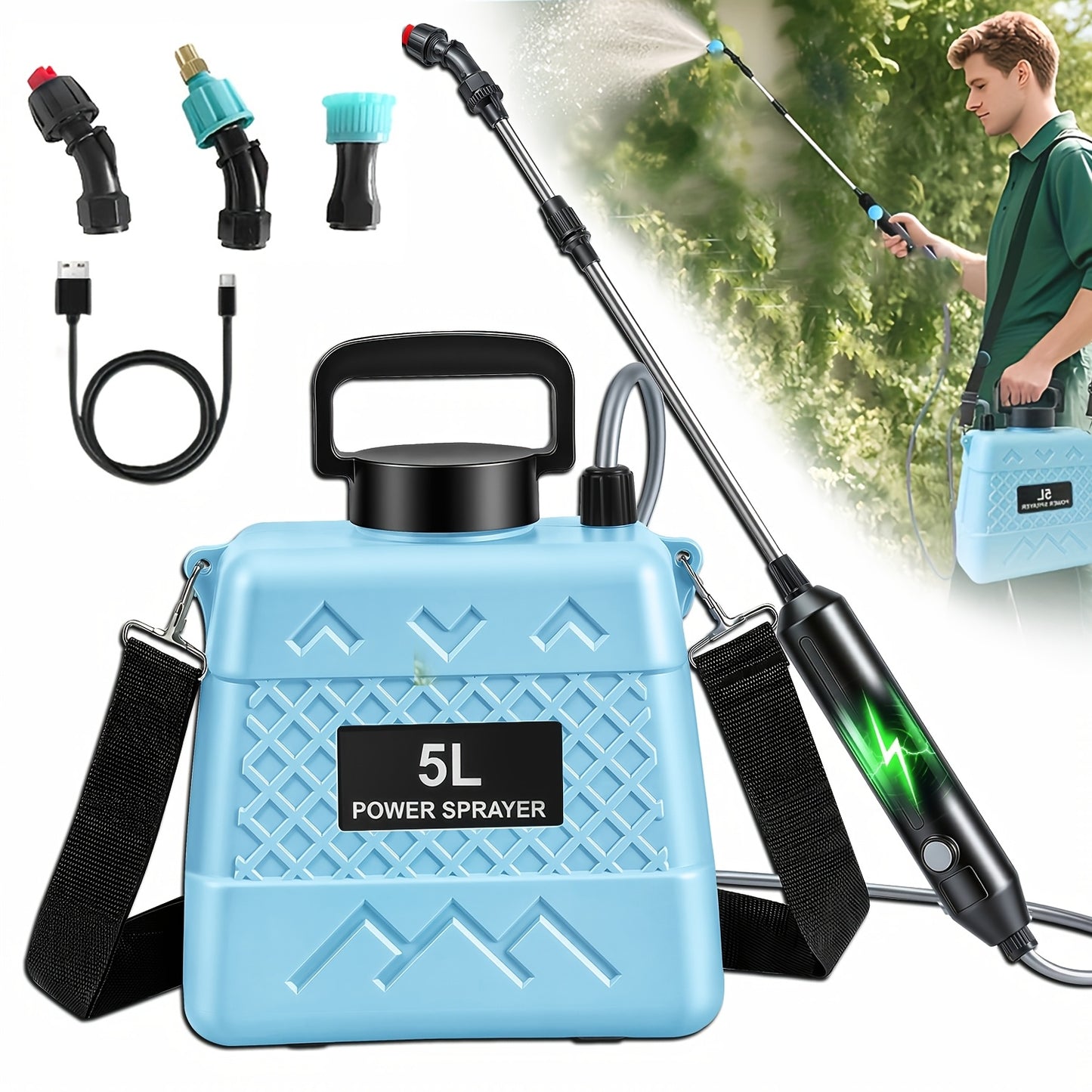 Pulvérisateur électrique, rechargeable pour jardin et terrasse – vue détaillée 2