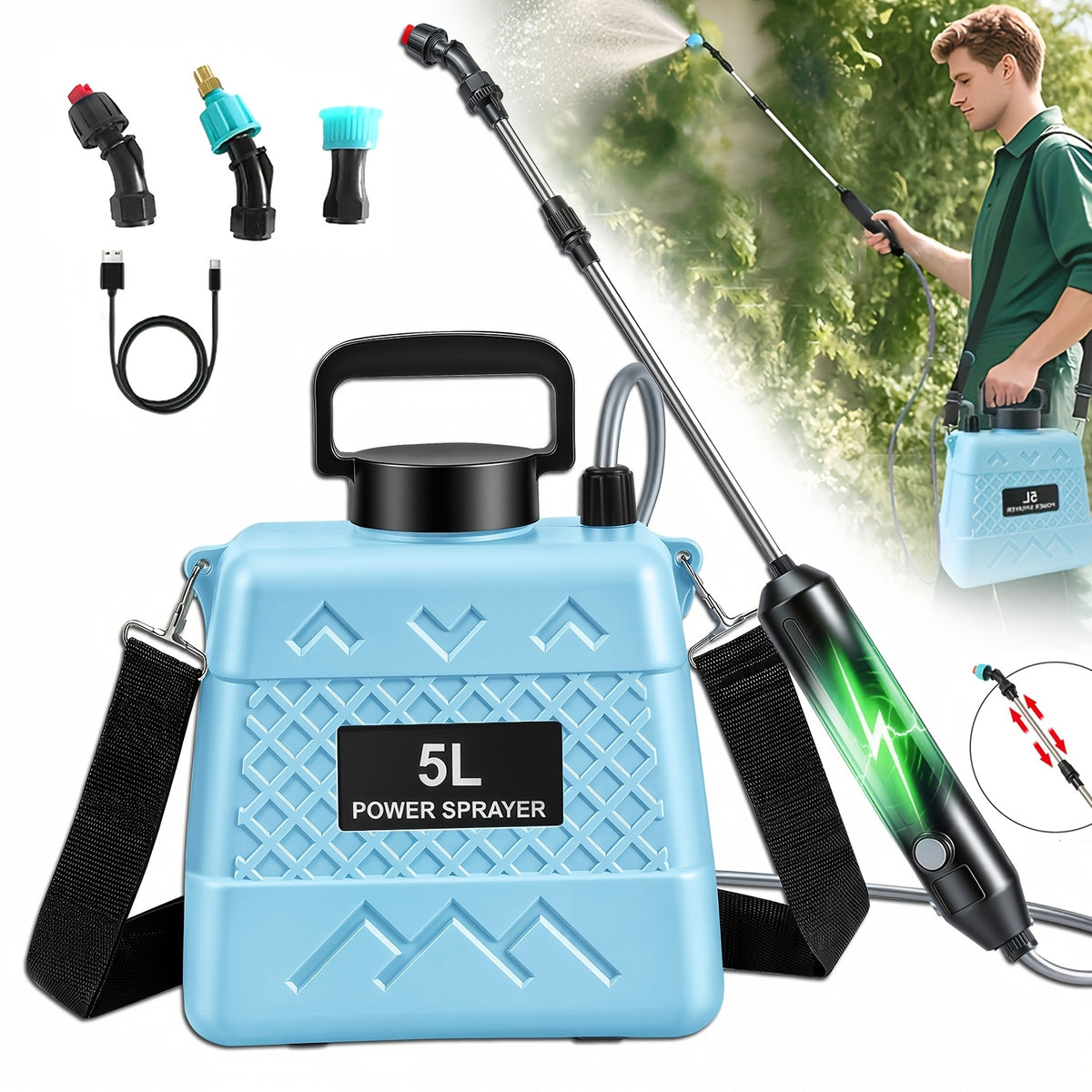 Pulvérisateur électrique, rechargeable pour jardin et terrasse – vue détaillée 14
