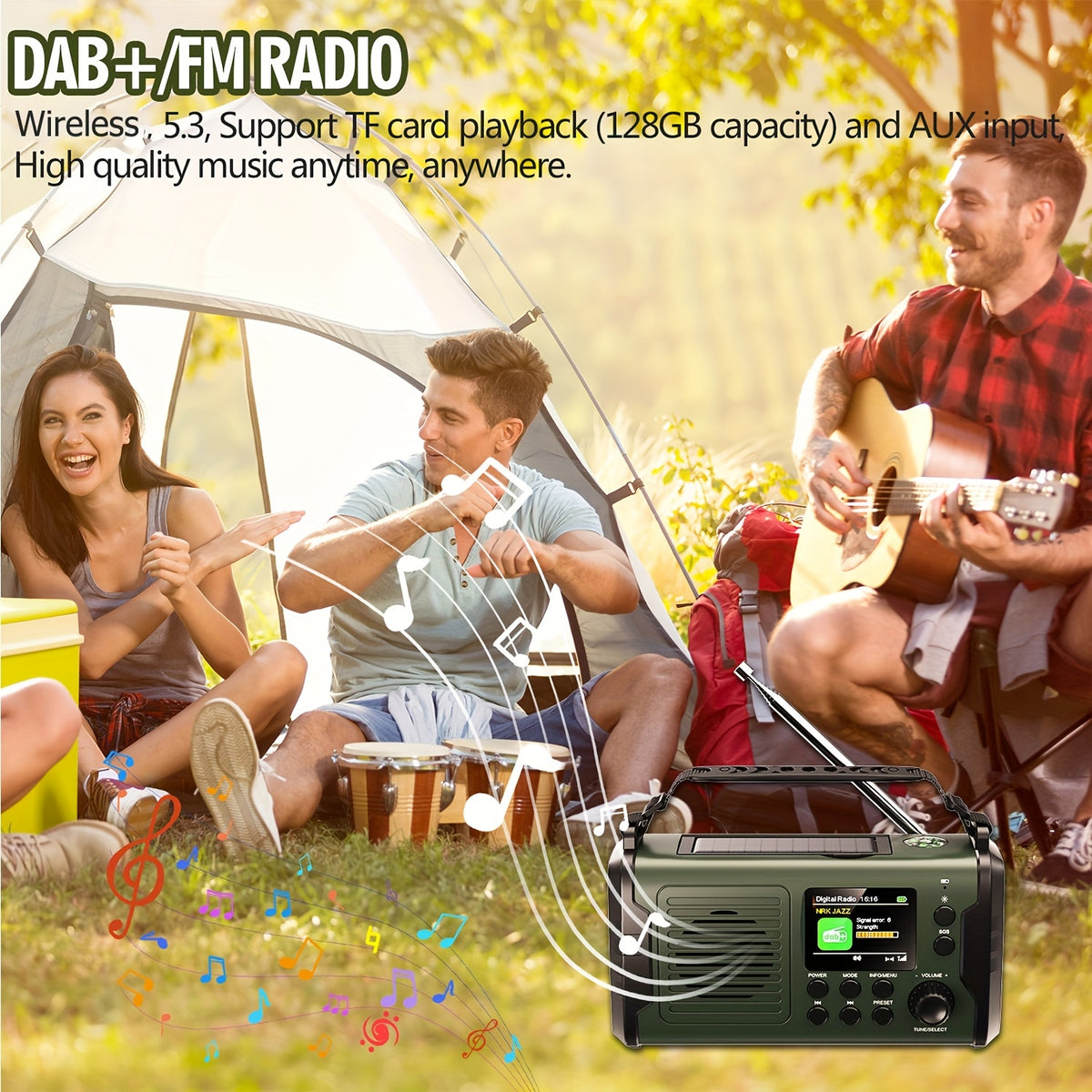 Radio à manivelle DAB FM, sans fil pour usage do et maison – vue détaillée 2