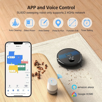 Robot aspirateur laveur, 24 Zones Interdites pour Poils d'Animaux pour nettoyage domestique et cuisine – vue détaillée 7