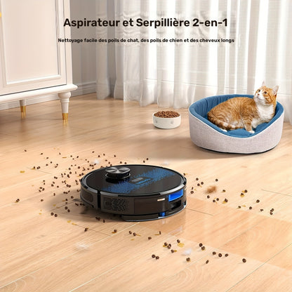 Robot aspirateur laveur, 24 Zones Interdites pour Poils d'Animaux pour nettoyage domestique et cuisine – vue détaillée 8