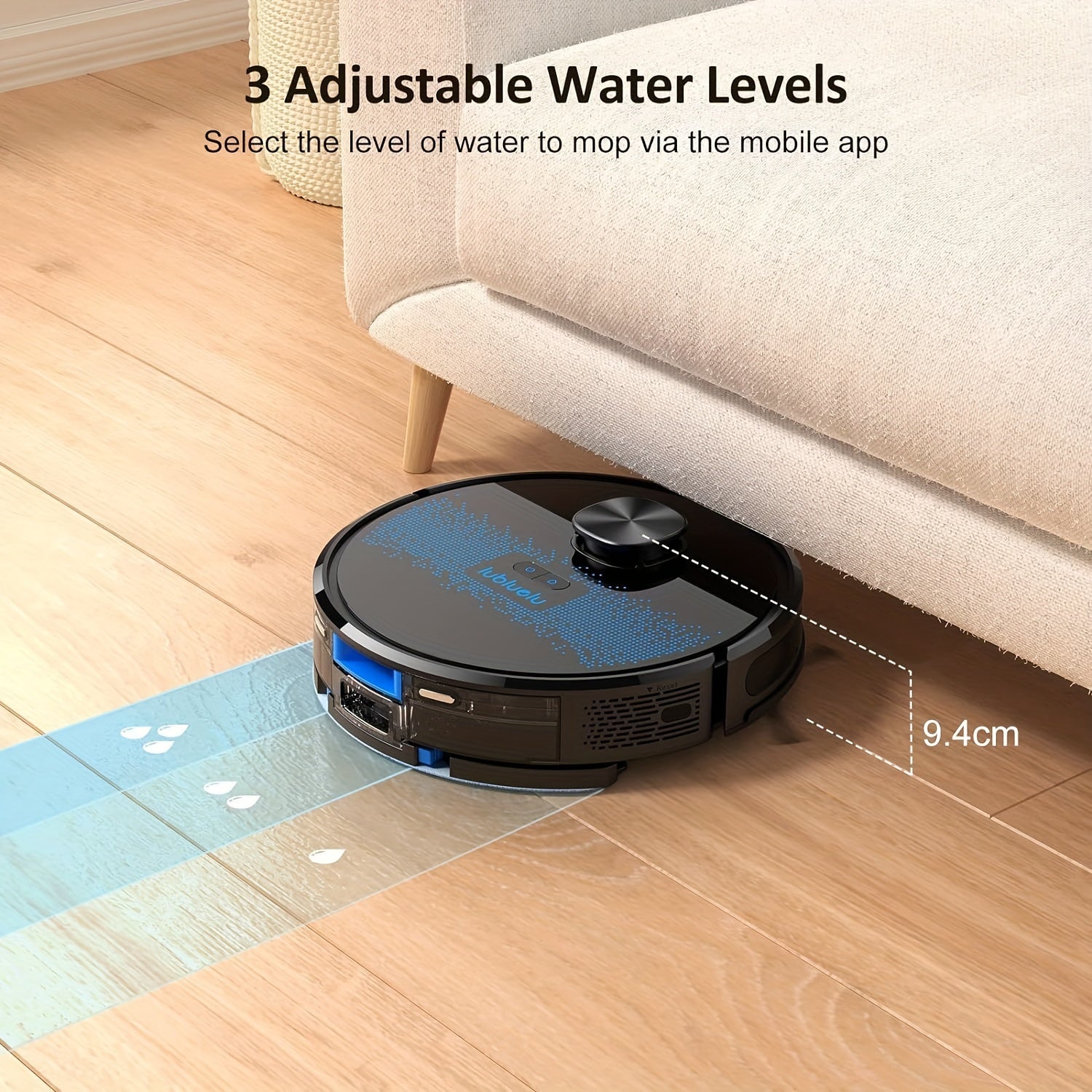 Robot aspirateur laveur, 24 Zones Interdites pour Poils d'Animaux pour nettoyage domestique et cuisine – vue détaillée 13