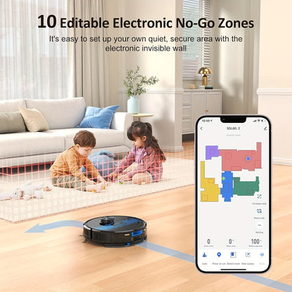 Robot aspirateur laveur, 24 Zones Interdites pour Poils d'Animaux pour nettoyage domestique et cuisine – vue détaillée 17