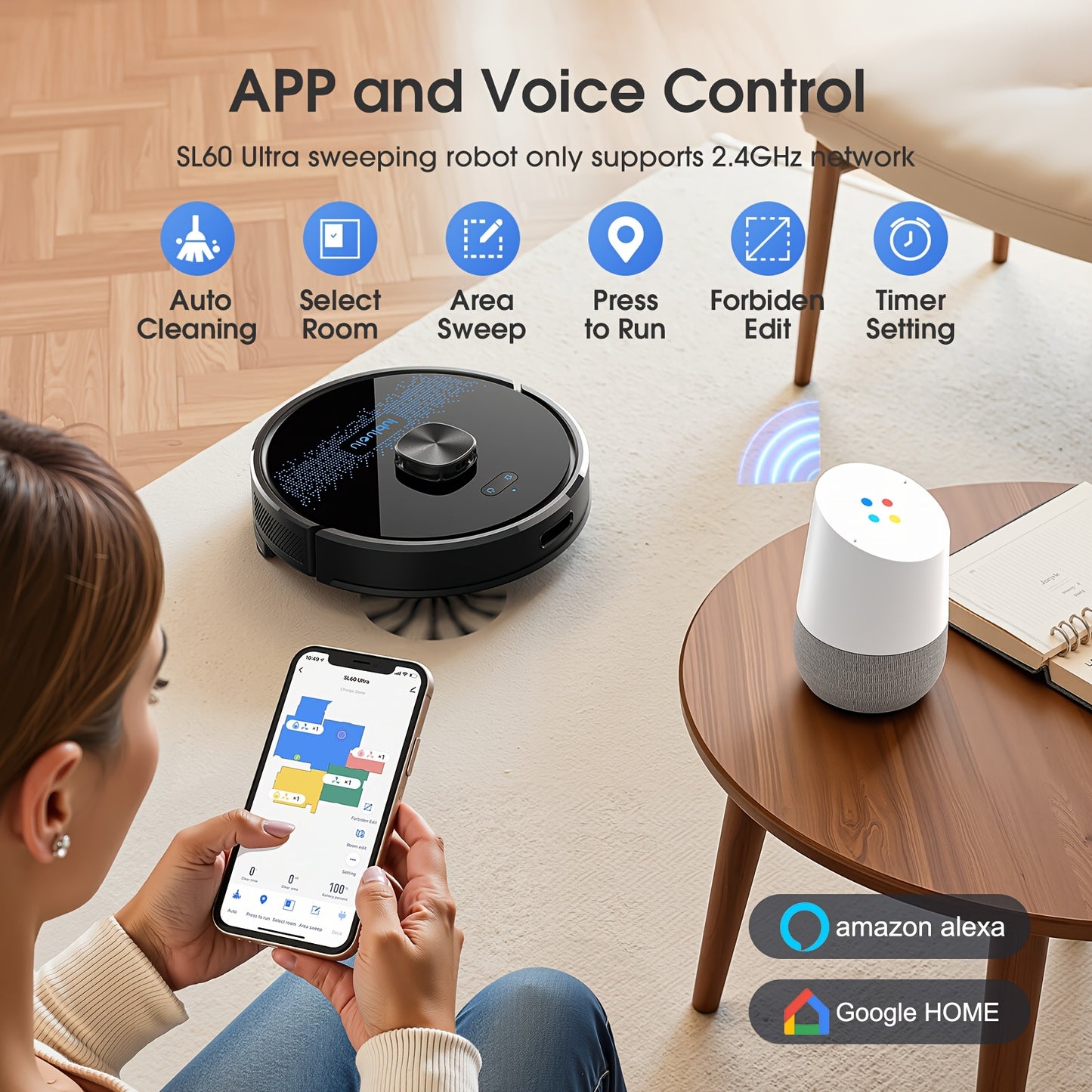 Robot aspirateur laveur, 5 Cartes pour nettoyage domestique et cuisine – vue détaillée 5