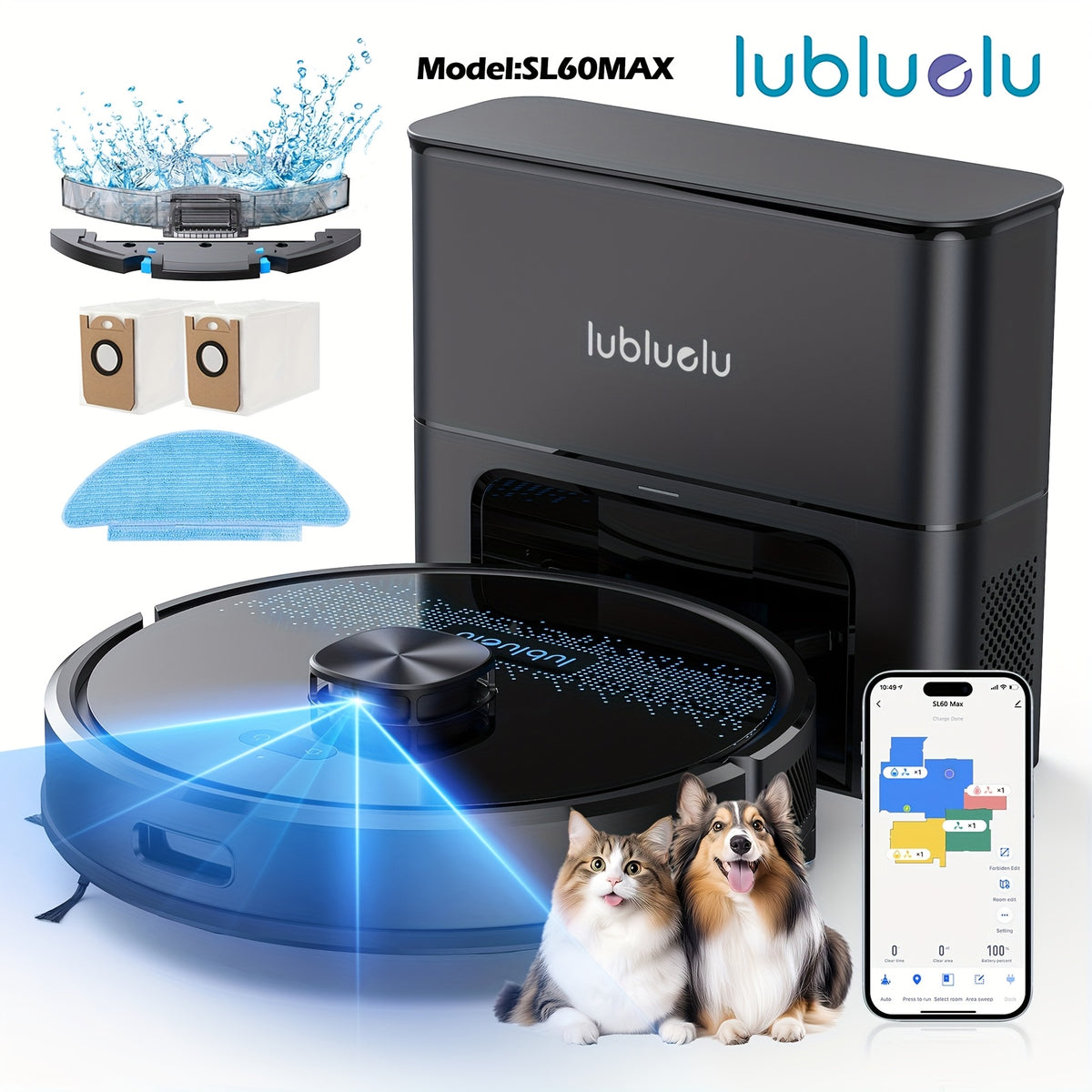 Robot aspirateur laveur, 5 Cartes pour nettoyage domestique et cuisine – vue détaillée 15