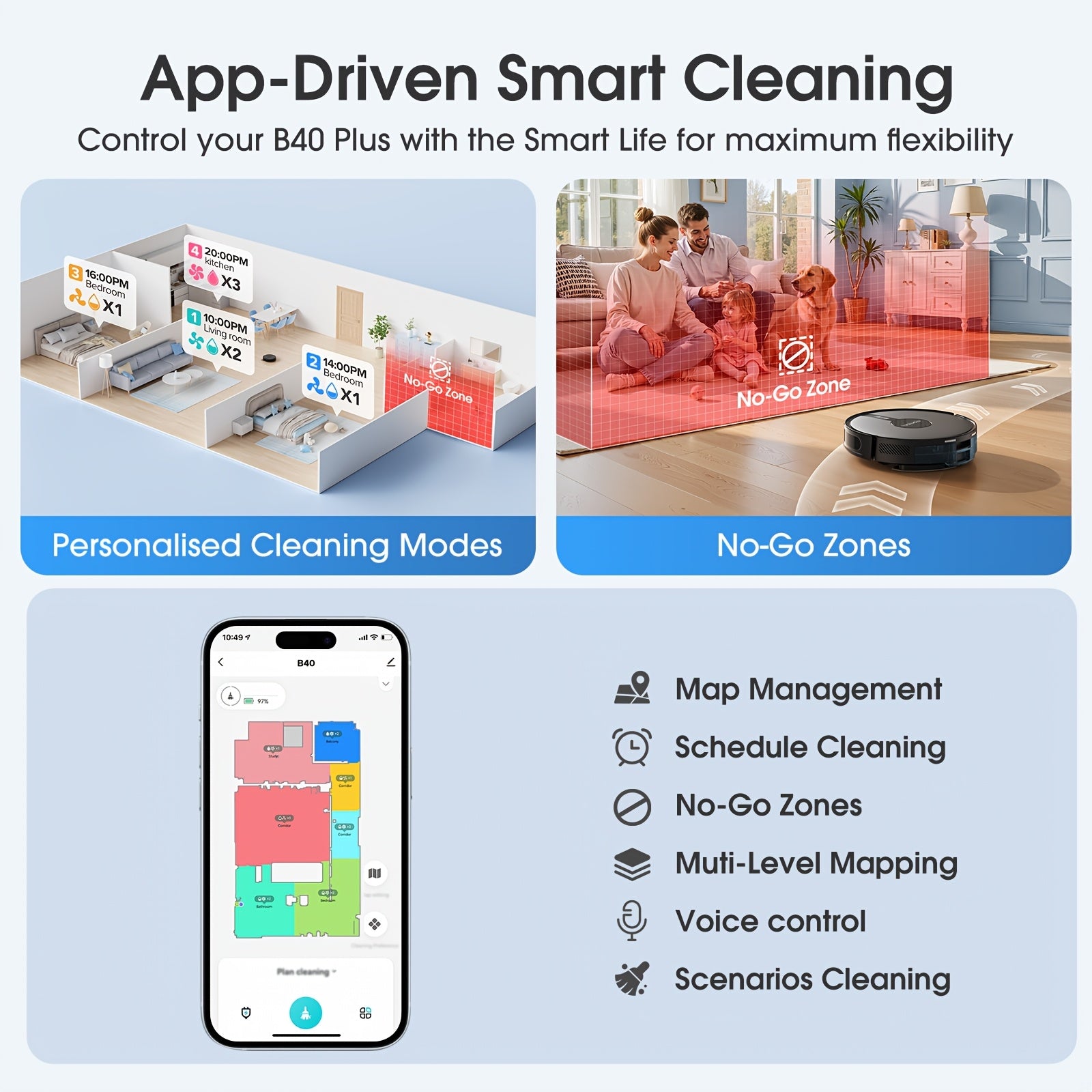 Robot aspirateur laveur, Aspirateur Robotique 3 en 1 pour nettoyage domestique – vue détaillée 5