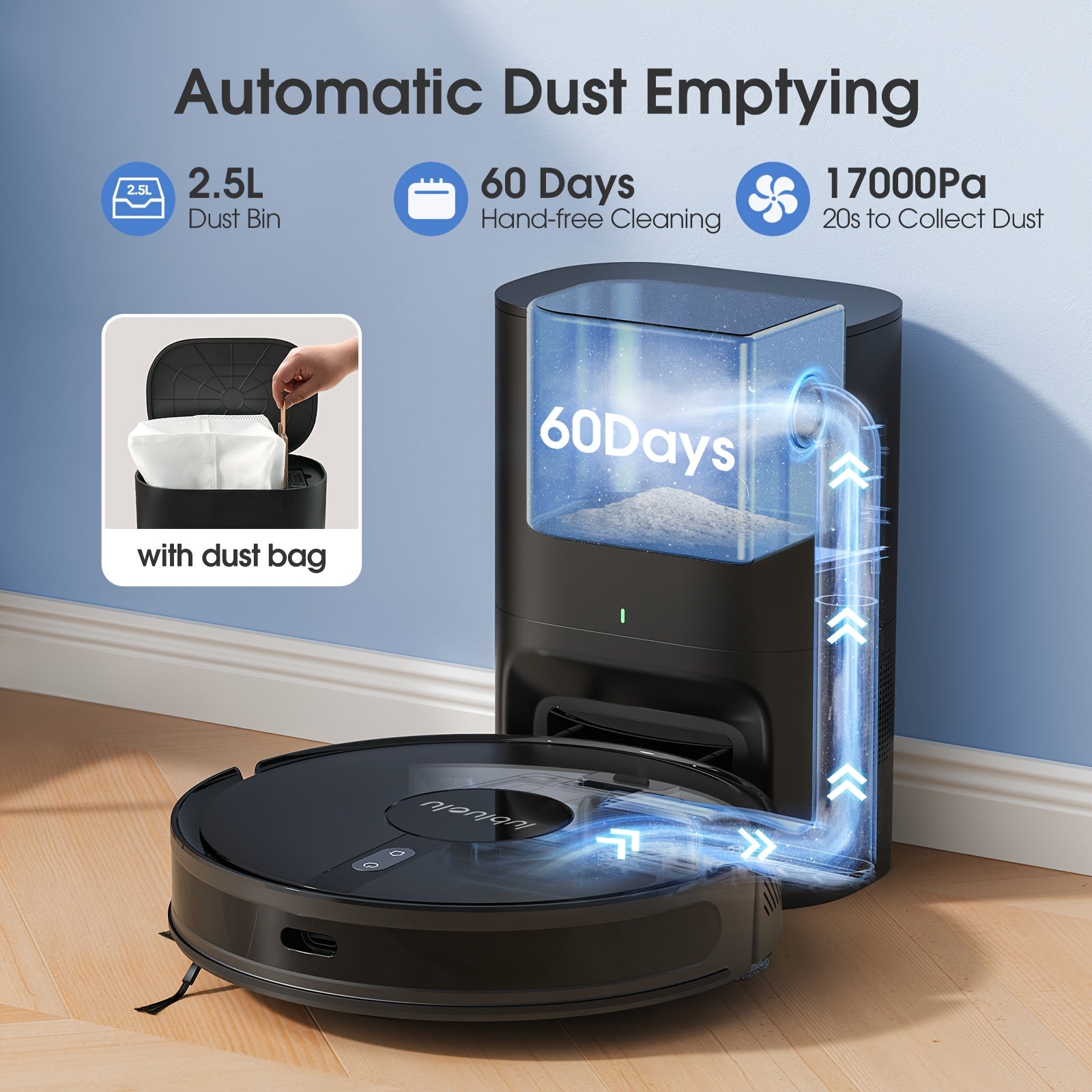 Robot aspirateur laveur, Aspirateur Robotique 3 en 1 pour nettoyage domestique – vue détaillée 8