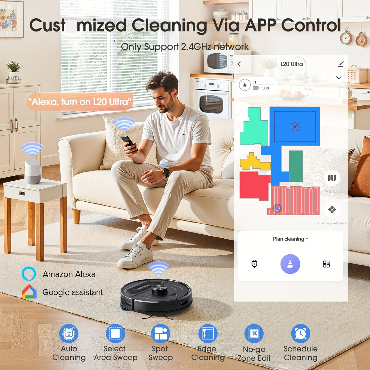 Robot aspirateur laveur, Aspirateur Robotique 3 en 1 pour nettoyage domestique – vue détaillée 11